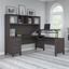 Bush Furniture Somerset 72W 3 Position Sit To Stand L Shaped Desk with Hutch in Storm Gray