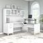 Bush Furniture Somerset 72W 3 Position Sit To Stand L Shaped Desk with Hutch in White