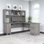 Bush Furniture Somerset 72W L Shaped Desk with Hutch in Platinum Gray