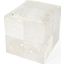 Victorian Hair On Hide with Silver Spots Cube Ottoman In White