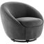 Buttercup Fabric Upholstered Upholstered Fabric Swivel Chair In Black Charcoal