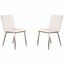 Cafe Brushed Stainless Steel Dining Chair Set of 2 In White Faux Leather with Walnut Back