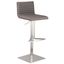 Cafe Adjustable Height Swivel Gray Faux Leather and Walnut Wood Bar Stool with Brushed Stainless Steel Base