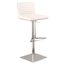 Cafe Adjustable Height Swivel White Faux Leather and Walnut Bar Stool with Brushed Stainless Steel Base