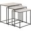 Caine 3-Piece Nesting Table with Marble Top In White Marble/Gunmetal