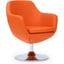 Caisson Faux Leather Swivel Accent Chair in Orange and Polished Chrome