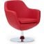 Caisson Faux Leather Swivel Accent Chair in Red and Polished Chrome