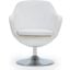 Caisson Faux Leather Swivel Accent Chair in White and Polished Chrome