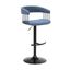 Calista Adjustable Bar Stool In Blue Fabric with Black Metal