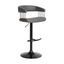 Calista Adjustable Bar Stool In Gray Faux Leather with Golden Bronze and Black Metal