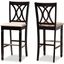 Calista Modern and Contemporary Sand Fabric Upholstered and Espresso Brown Finished Wood 2-Piece Bar Stool Set