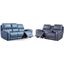 Cambria Blue Leather Bel Air Dual Power Reclining Living Room Set