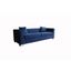 Cambridge Contemporary Sofa In Brushed Stainless Steel and Blue Velvet