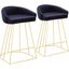 Canary Contemporary Counter Stool In Gold With Blue Velvet - Set Of 2
