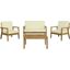Cape Cod 4 Piece Outdoor Seating Set In Off-White and Natural