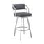 Capri 26 Inch Swivel Slate Gray Faux Leather and Silver Metal Bar Stool