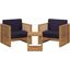 Carlsbad 3 Piece Teak Wood Outdoor Patio Set In Natural Navy EEI-5838-NAT-NAV
