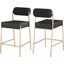 Carly Vegan Leather Seat/Boucle Fabric Back Counter Stool In Black