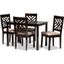 Caron Modern And Contemporary Sand Fabric Upholstered Espresso Brown Finished Wood 5-Piece Dining Set