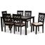 Caron Modern And Contemporary Sand Fabric Upholstered Espresso Brown Finished Wood 7-Piece Dining Set