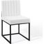 Carriage Channel Tufted Sled Base Upholstered Fabric Dining Chair EEI-3807-BLK-WHI