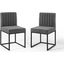 Carriage Dining Chair Upholstered Fabric Set of 2 EEI-4508-BLK-CHA