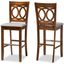 Carson Modern and Contemporary Grey Fabric Upholstered and Walnut Brown Finished Wood 2-Piece Bar Stool Set