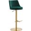 Carter Swivel Adjustable Height Barstool With Green Velvet Seat