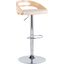 Cassis Mid-Century Modern Adjustable Barstool With Swivel In Natural Wood And Cream Faux Leather