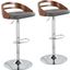 Cassis Mid Century Modern Adjustable Barstool With Swivel In Walnut And Grey Faux Leather