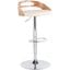 Cassis Mid-Century Modern Adjustable Barstool With Swivel In Zebra Wood And Cream Faux Leather