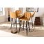 Catherine Modern and Contemporary Tan Faux Leather Upholstered and Black Metal 4-Piece Bar Stool Set