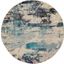 Celestial Ivory And Teal Blue 4 Round Area Rug
