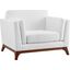 Chance White Upholstered Fabric Arm Chair