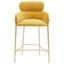 Charlize Velvet Counter Stool In Yellow And Gold