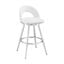 Charlotte 26 Inch Swivel Counter Stool In Brushed Stainless Steel with White Faux Leather