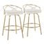 Charlotte Glam 26 Inch Fixed Height Counter Stool Set of 2 In Gold