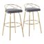 Charlotte Glam 30 Inch Fixed Height Barstool Set of 2 In Gold