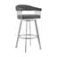 Chelsea 26 Inch Gray Faux Leather and Brushed Stainless Steel Swivel Bar Stool