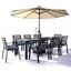Chelsea 87 Inch Outdoor Dining Table with 8 Chairs and Cushions In Charcoal Blue