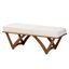 Chenoa Boucle Fabric and Wood Bench In Cream and Walnut Brown