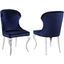 Cheyanne Upholstered Wingback Side Chair with Nailhead Trim Set of 2 In Chrome and Ink Blue
