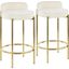 Chloe Contemporary Counter Stool In Gold Metal And White Velvet - Set Of 2