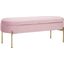 Chloe Contemporary/Glam Storage Bench In Gold Metal And Blush Pink