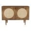 Circle Solid Wood with Natural Woven Cane Two-Door Cabinet In Walnut