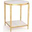 Circle Square Side Table In Gold With White Marble