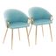 Claire Chair Set of 2 In Blue and Gold