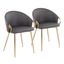 Claire Chair Set of 2 In Grey and Gold