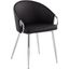Claire Contemporary/Glam Chair In Silver Metal And Black Faux Leather