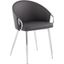 Claire Contemporary/Glam Chair In Silver Metal And Grey Faux Leather